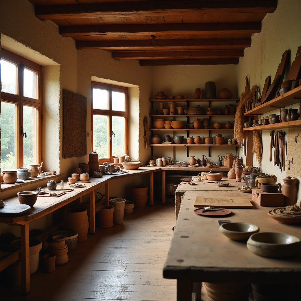 Atelier tradițional de meșteșuguri cu produse handmade diverse